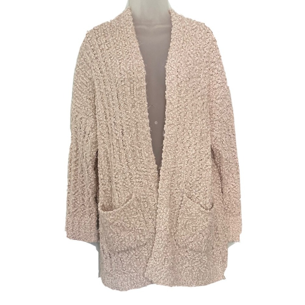 Young Fabulous & Broke Boucle Cardigan Sweater Beige Taupe Longline Cozy Knit
